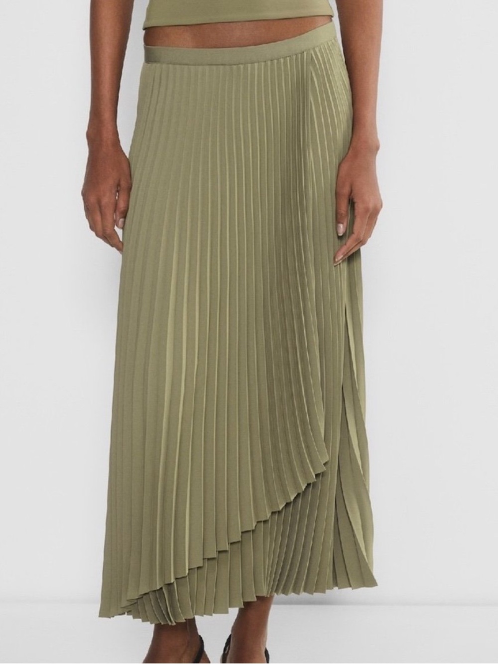 ARITZIA BABATON pleated silky maxi ladder skirt elastic waist balletcore